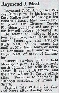 Raymond J. Mast Obituary